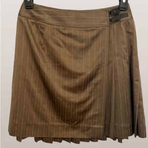 Doncaster Brown Tan Wrap Mini Skirt